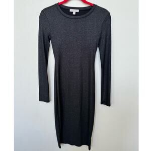 Chelsea 28 Sparkly Glam Black Bodycon Midi Dress Long Sleeve Size XS
